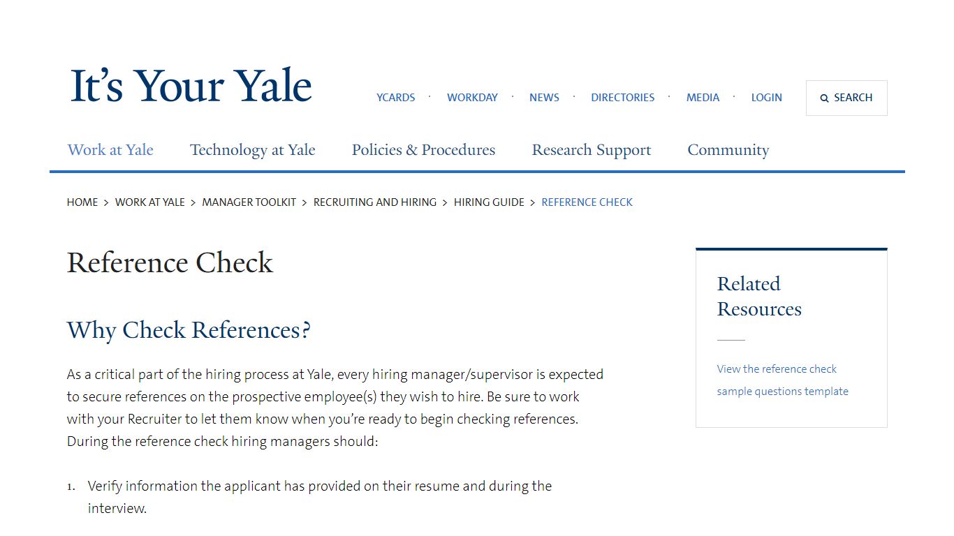 Reference Check | It's Your Yale