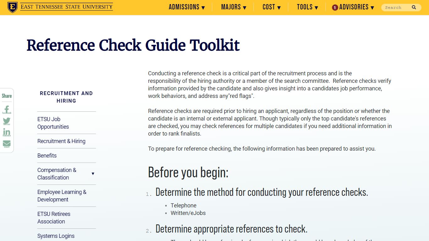 Reference Check Guide Toolkit - Human Resources