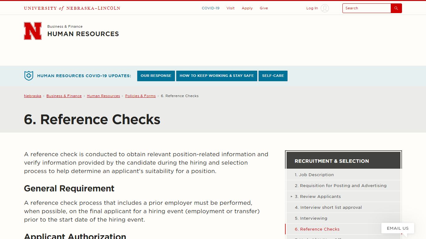 6. Reference Checks | Human Resources | Nebraska