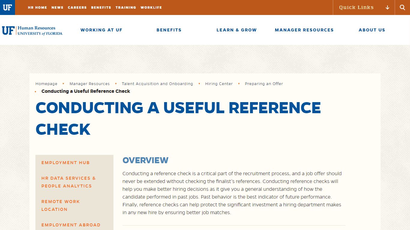 Conducting a Useful Reference Check – UF Human Resources