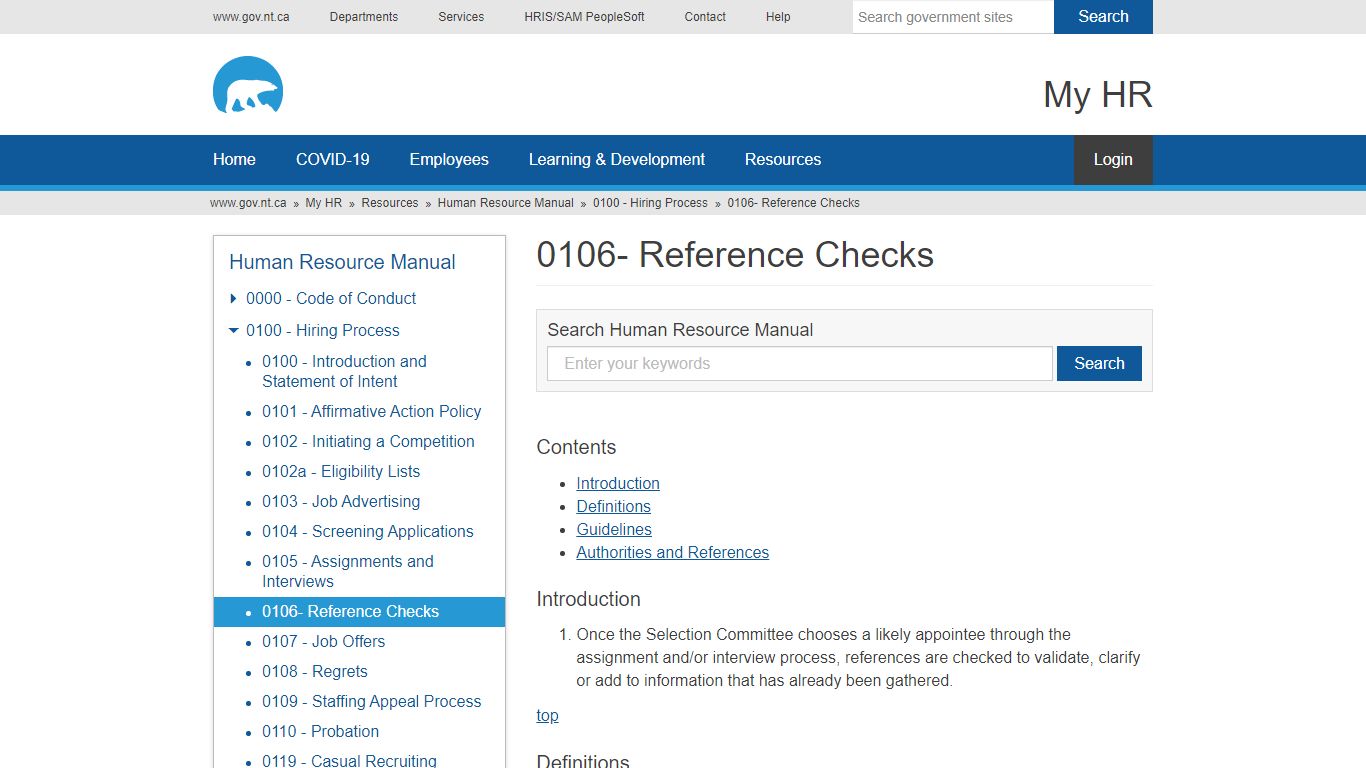 0106- Reference Checks | My HR - Gov